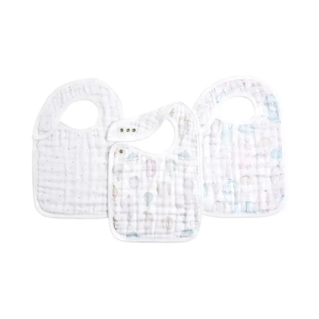 aden + anais Organic Cotton Muslin Snap Bibs 3pk - Above The Clouds