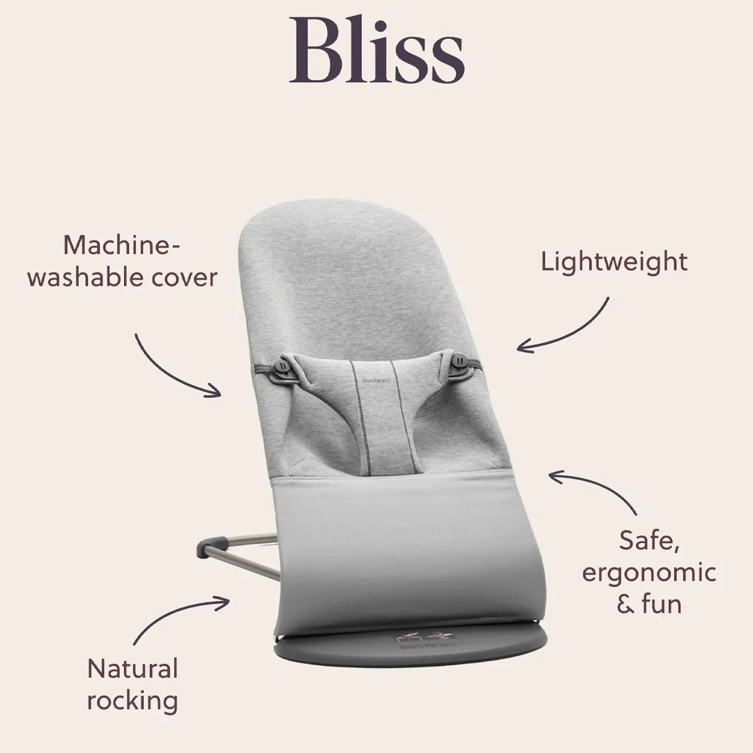 BabyBjorn Bouncer Bliss Woven Melange - Light Beige - Image 4