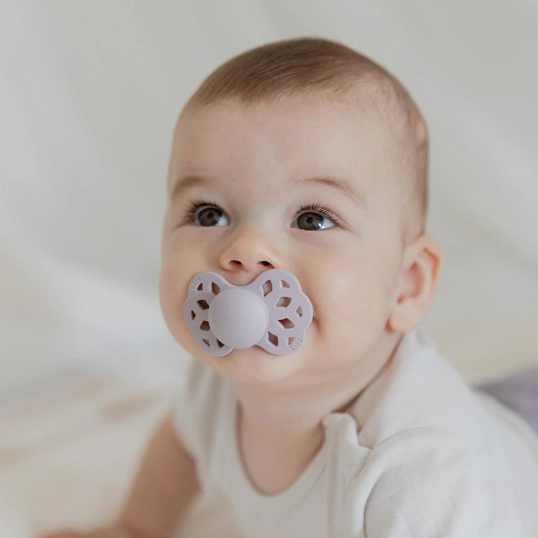 BIBS Infinity Symmetric Pacifier - 2 Pack - Ivory/Blush - Silicone - Image 2