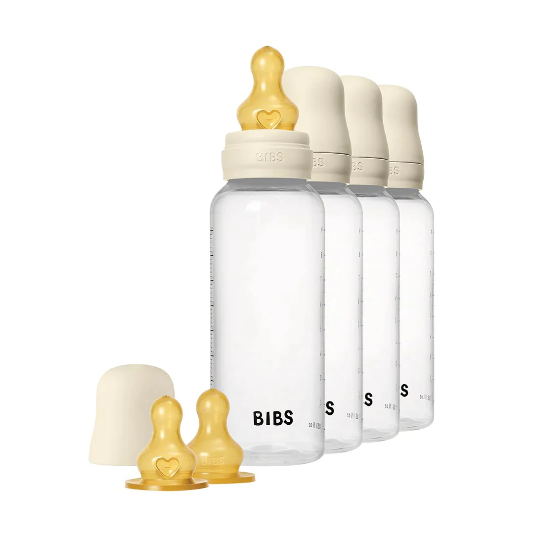 BIBS World Baby Bottle Round Latex 4 Pack - Ivory - Image 2