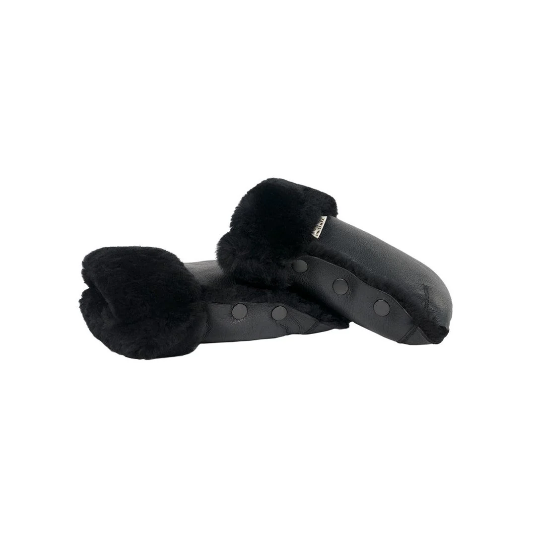 BINIBAMBA Coated Sheepskin Buggy Mittens - Noir - Image 5