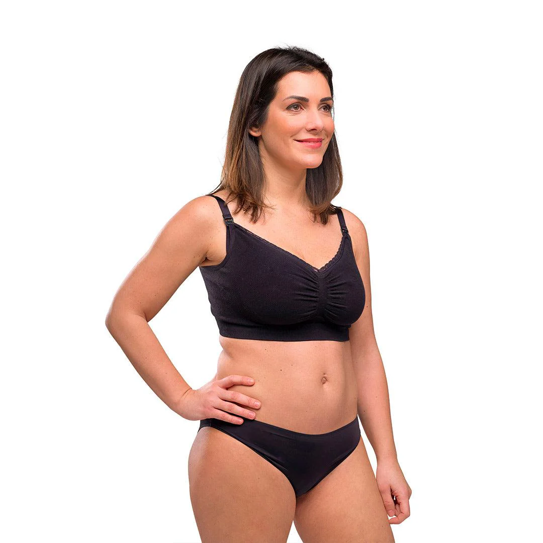 Carriwell Seamless Organic Maternity + Nursing Bra - Black - Image 5