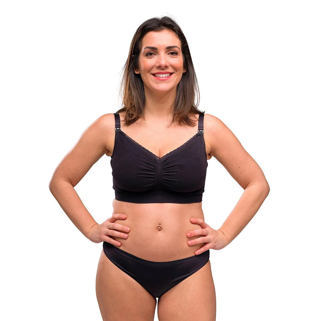 Carriwell Seamless Organic Maternity + Nursing Bra - Black - Image 6