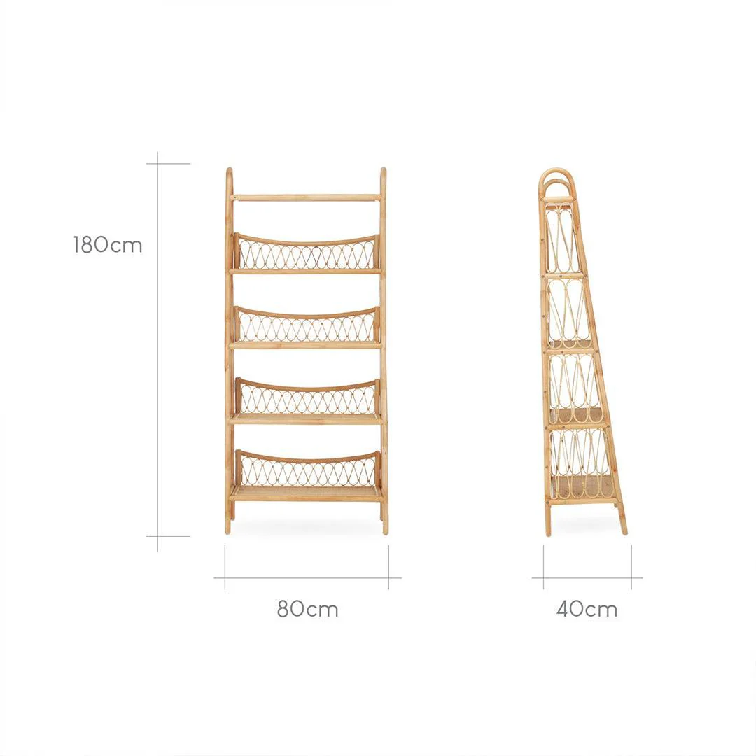 CuddleCo Aria 5 Tier Rattan Shelving Unit - Natural - Image 5