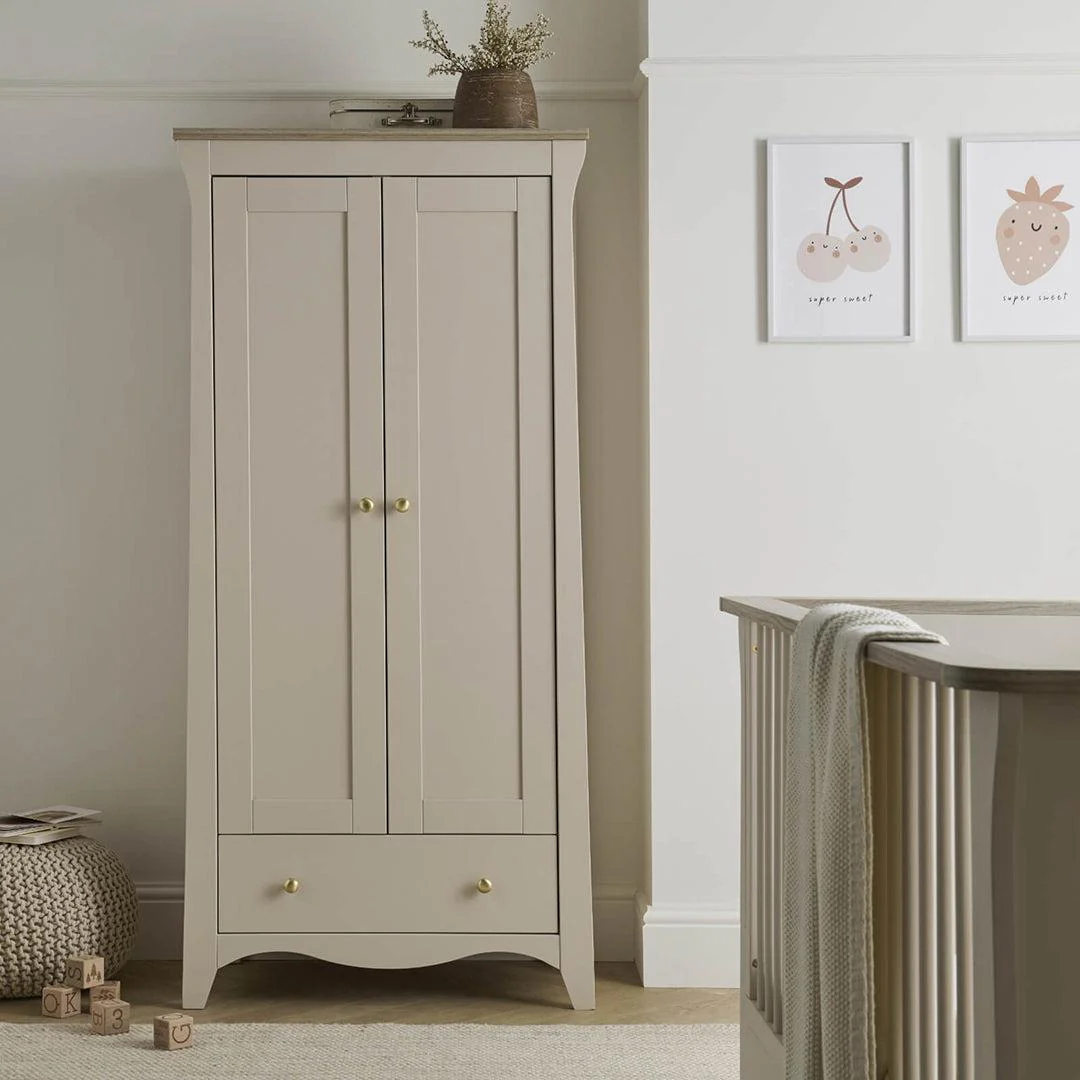 CuddleCo Clara 2-Door Double Wardrobe - Cashmere - Image 2