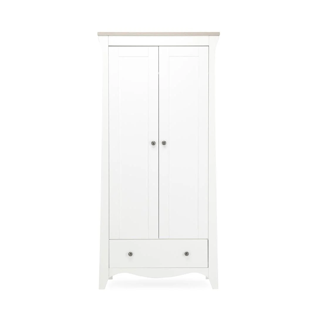 CuddleCo Clara 2-Door Double Wardrobe   - White/Ash