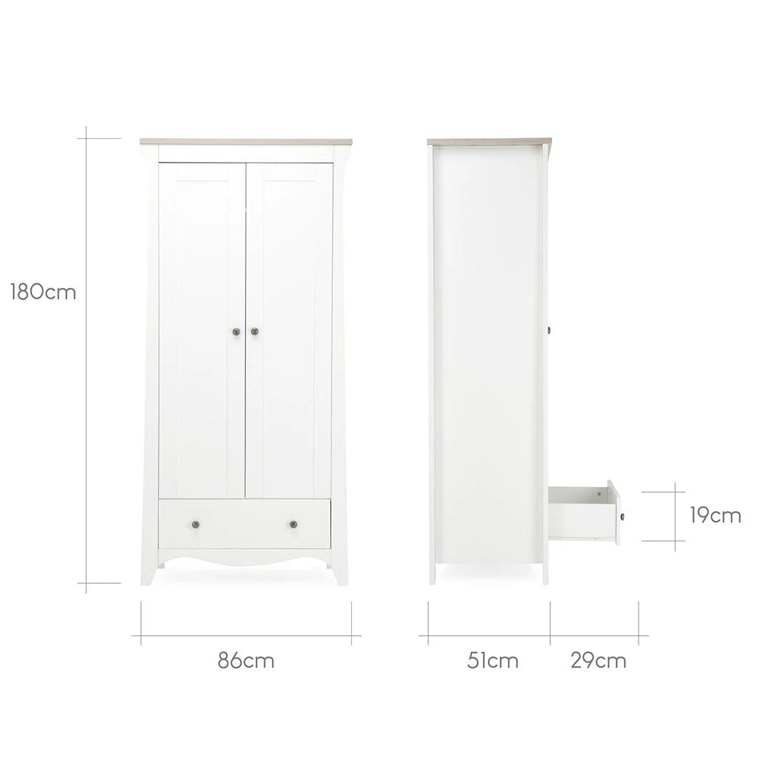 CuddleCo Clara 2-Door Double Wardrobe   - White/Ash - Image 6