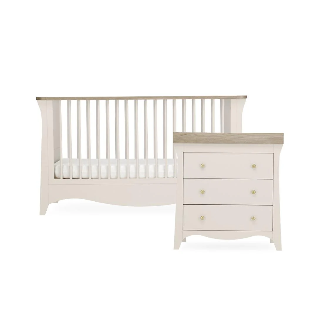 CuddleCo Clara 2 Piece Set 3-Drawer Dresser + Cot Bed - Cashmere