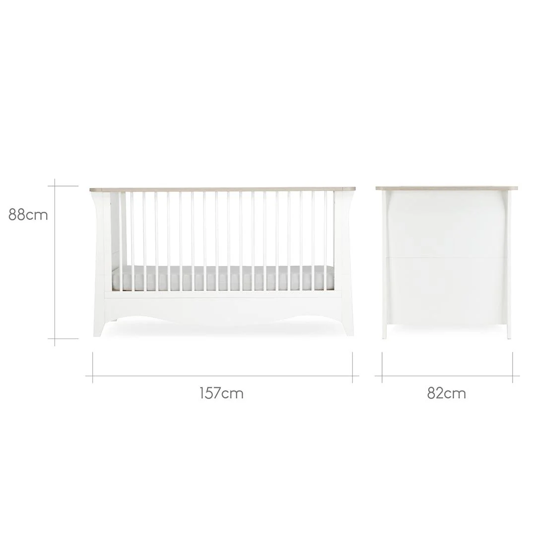 CuddleCo Clara 2 Piece Set 3-Drawer Dresser + Cot Bed - White/Ash - Image 12