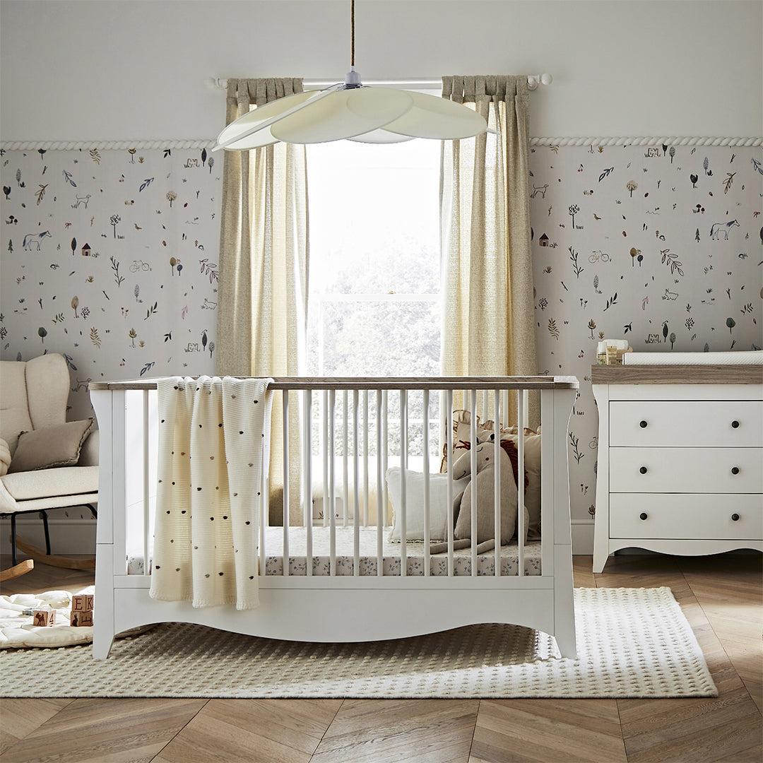 CuddleCo Clara 2 Piece Set 3-Drawer Dresser + Cot Bed - White/Ash - Image 2