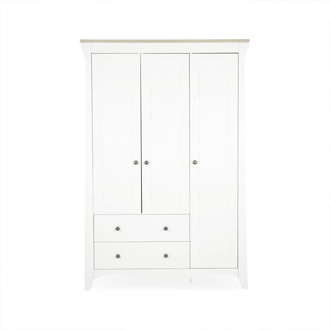 CuddleCo Clara Triple Wardrobe 2 Draw - White/Ash