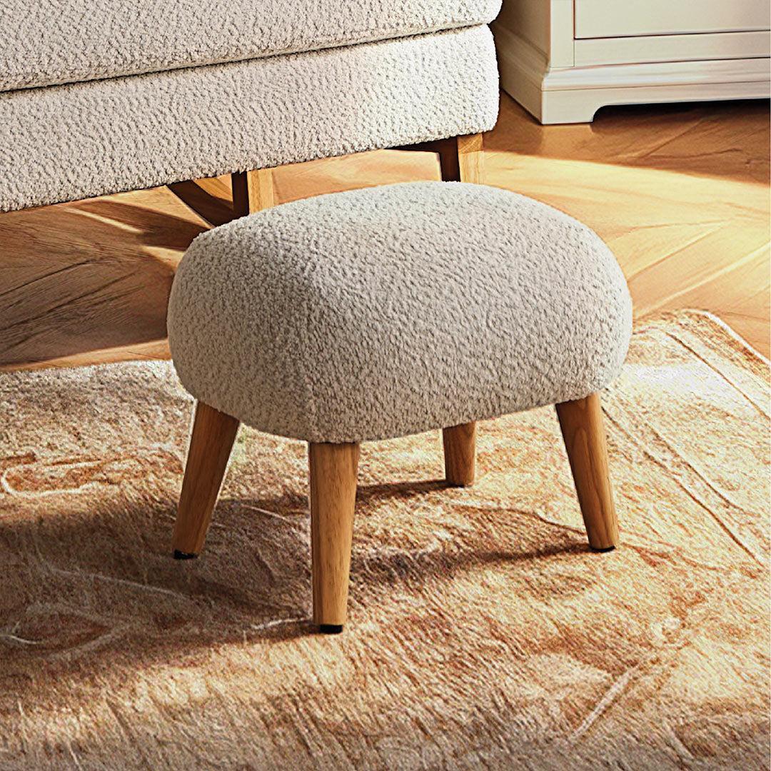 CuddleCo Etta Foot Stool - Boucle Mushroom - Image 3