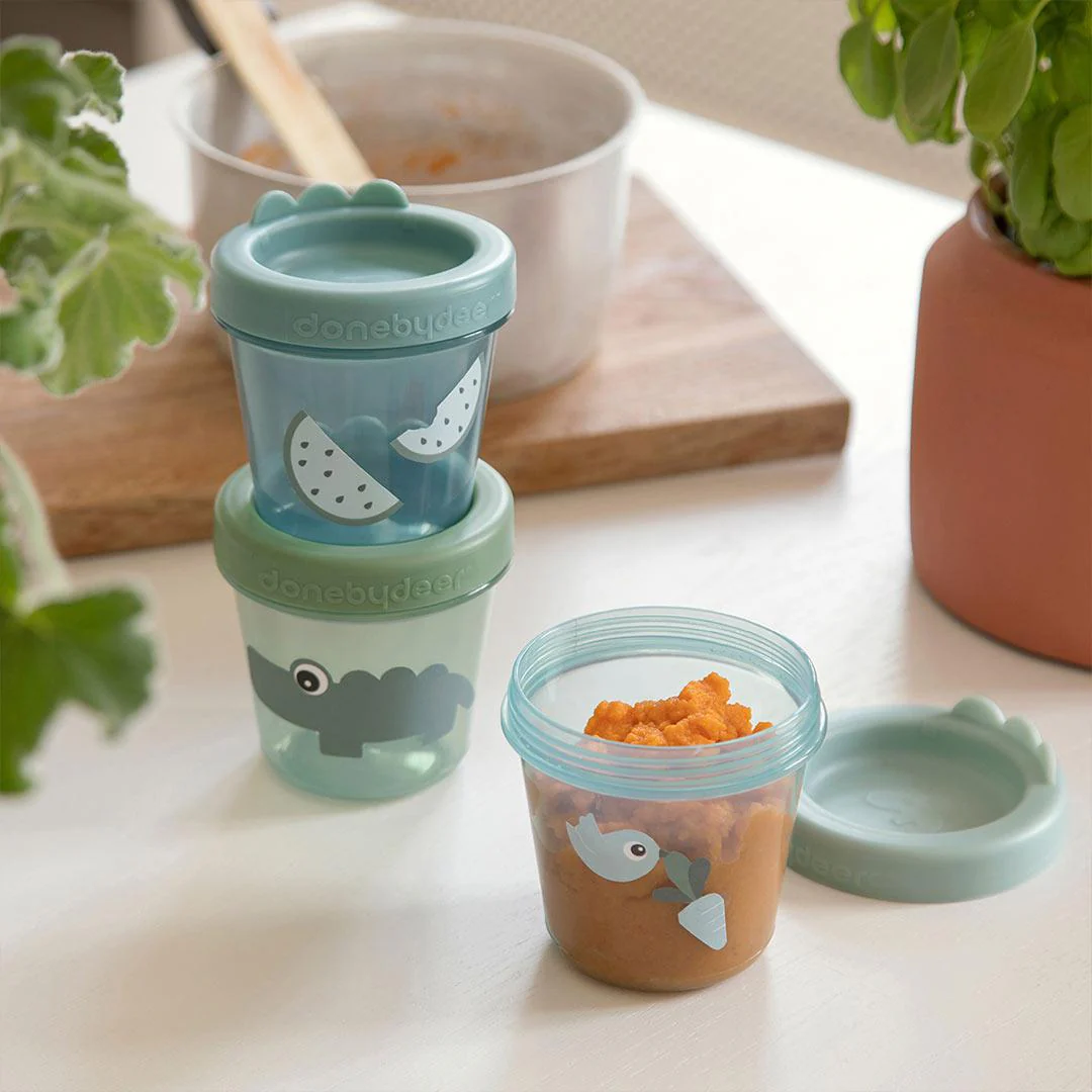 Done by Deer Baby Food Container - 3 Pack - Green - Pack Croco - Image 2