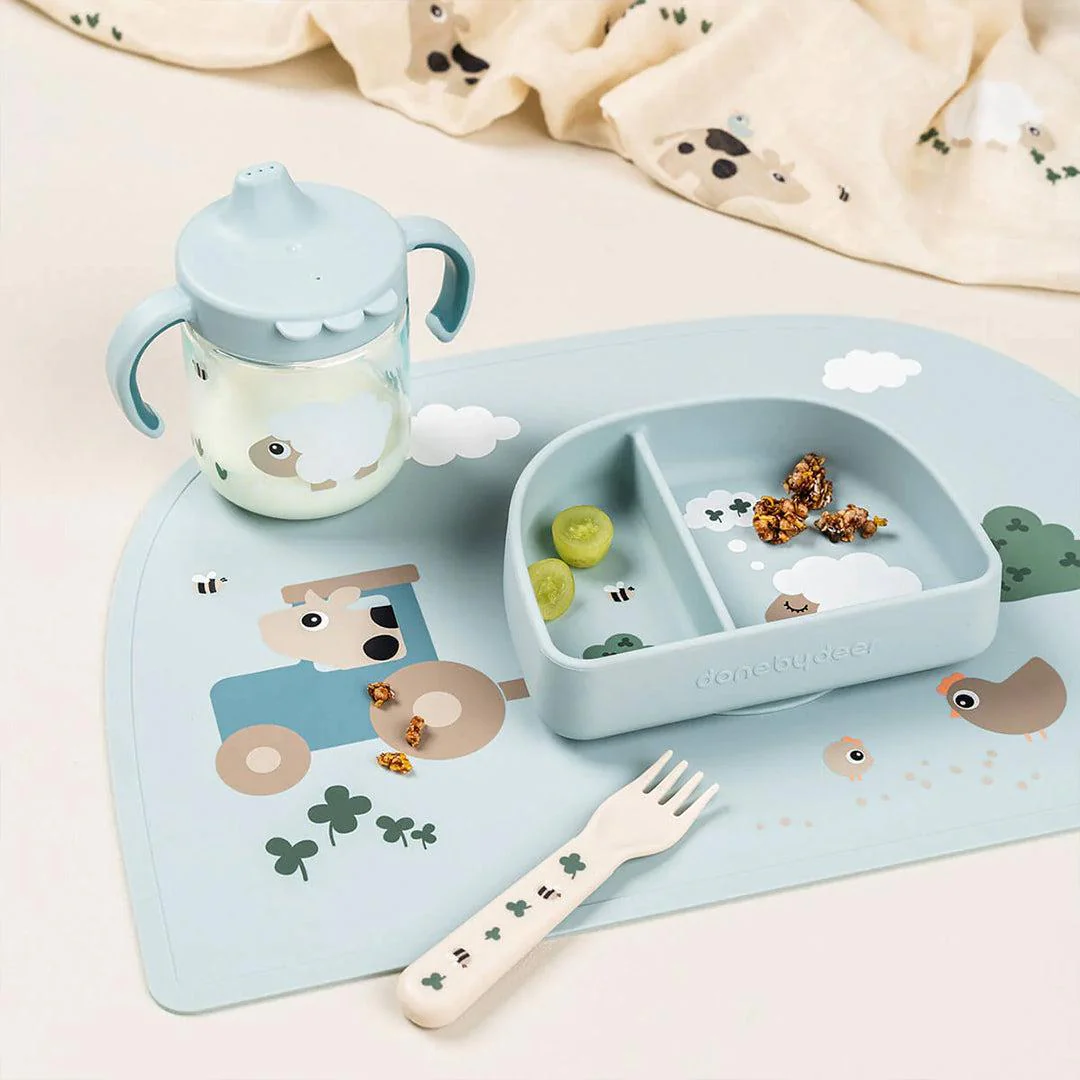 Done by Deer Learning Spout Cup - Tiny Farm Blue - Image 2