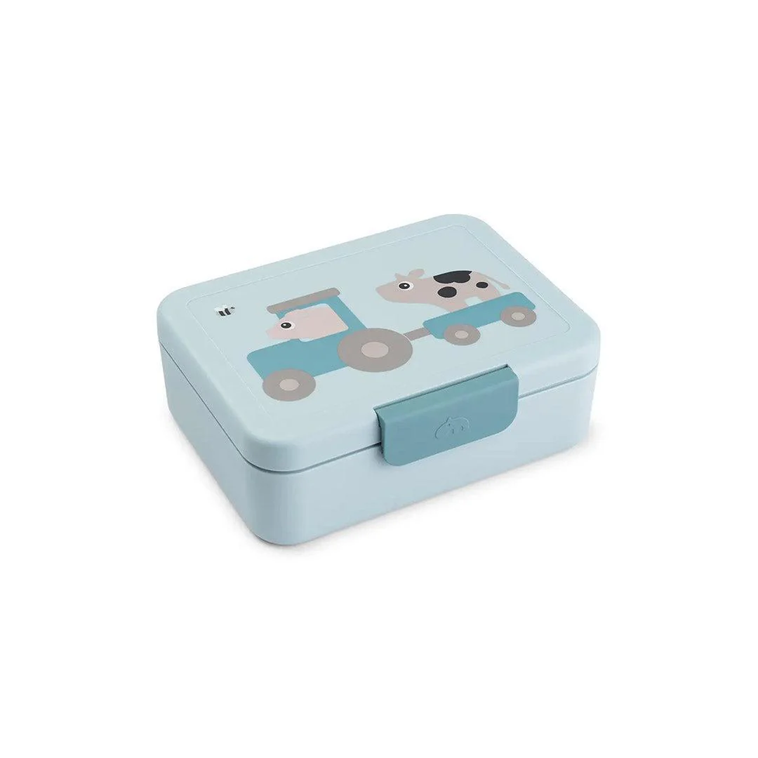 Done by Deer Lunch box w/divider - Tiny Farm Blue