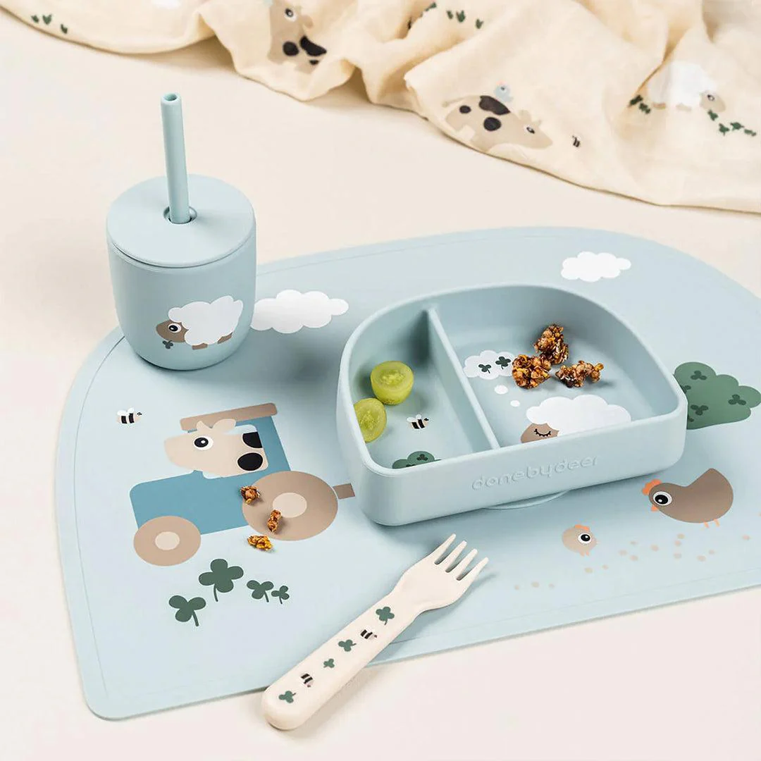 Done by Deer Silicone Straw Cup 2 Pack - Tiny Farm Blue - Image 3