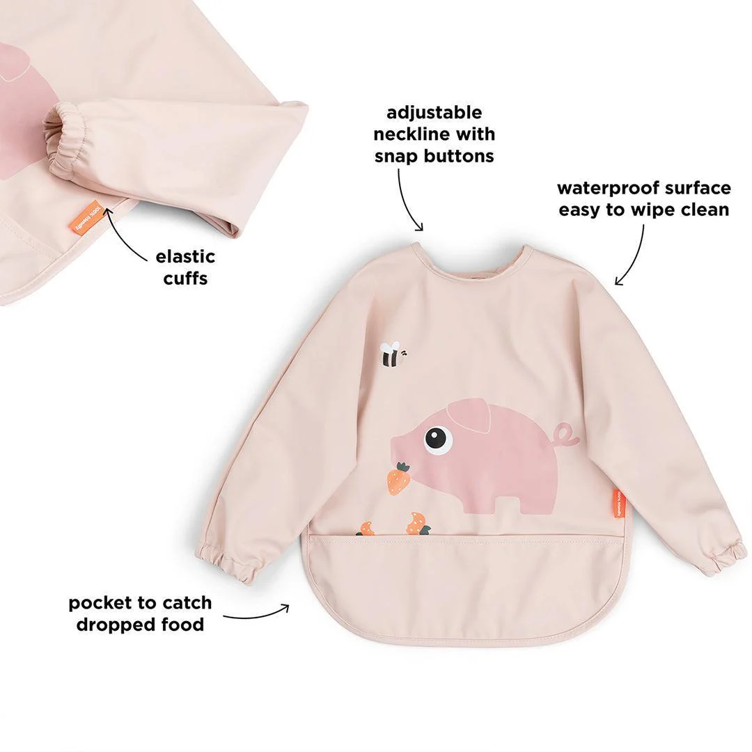 Done By Deer Sleeved Pocket Bib - Tiny Farm Powder - Image 2