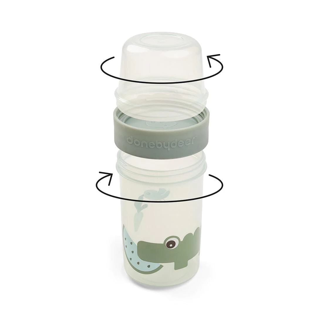 Done by Deer To Go 2-Way Snack Container - Green - Croco - Image 2