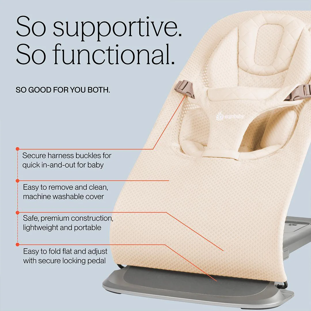 Ergobaby Evolve Mesh Baby Bouncer - Sage Green - Image 4