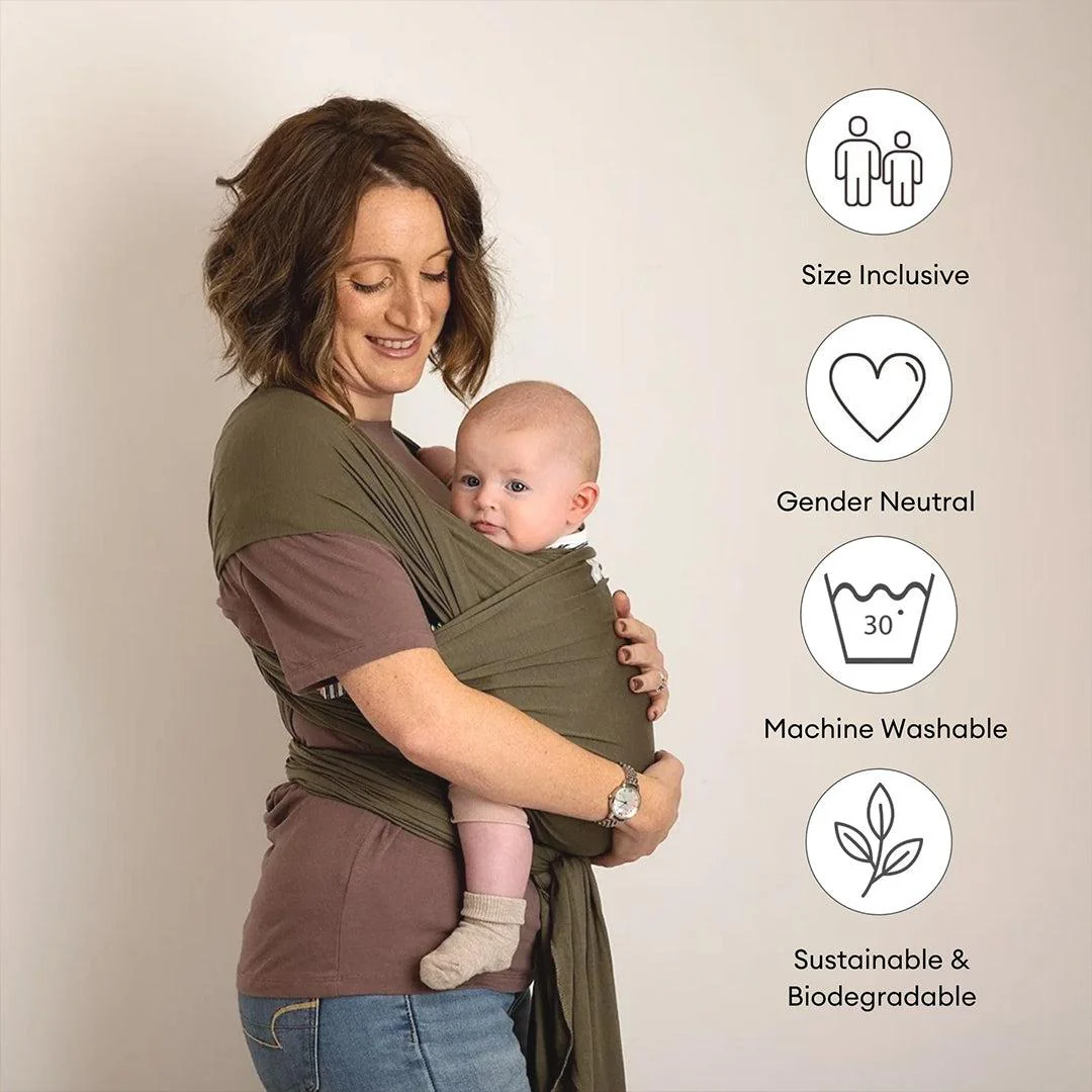 Gaia Baby Gaia Stretchy Baby Wrap Carrier - Organic Cotton - Forest Green - Image 4