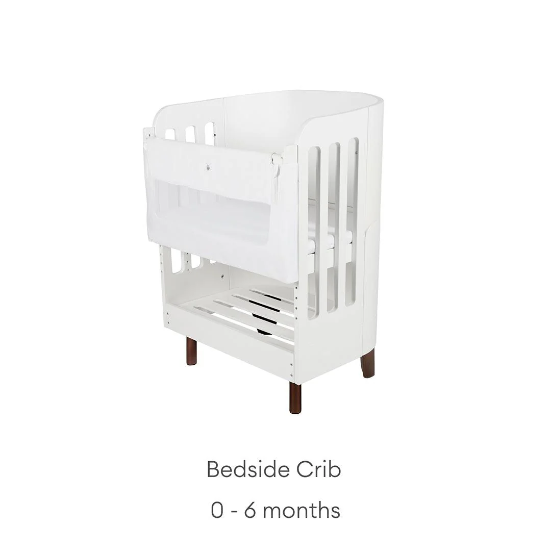 Gaia Baby Serena Mini Cot + Bedside Crib - Includes Bedside mattress - White / Walnut - Image 5