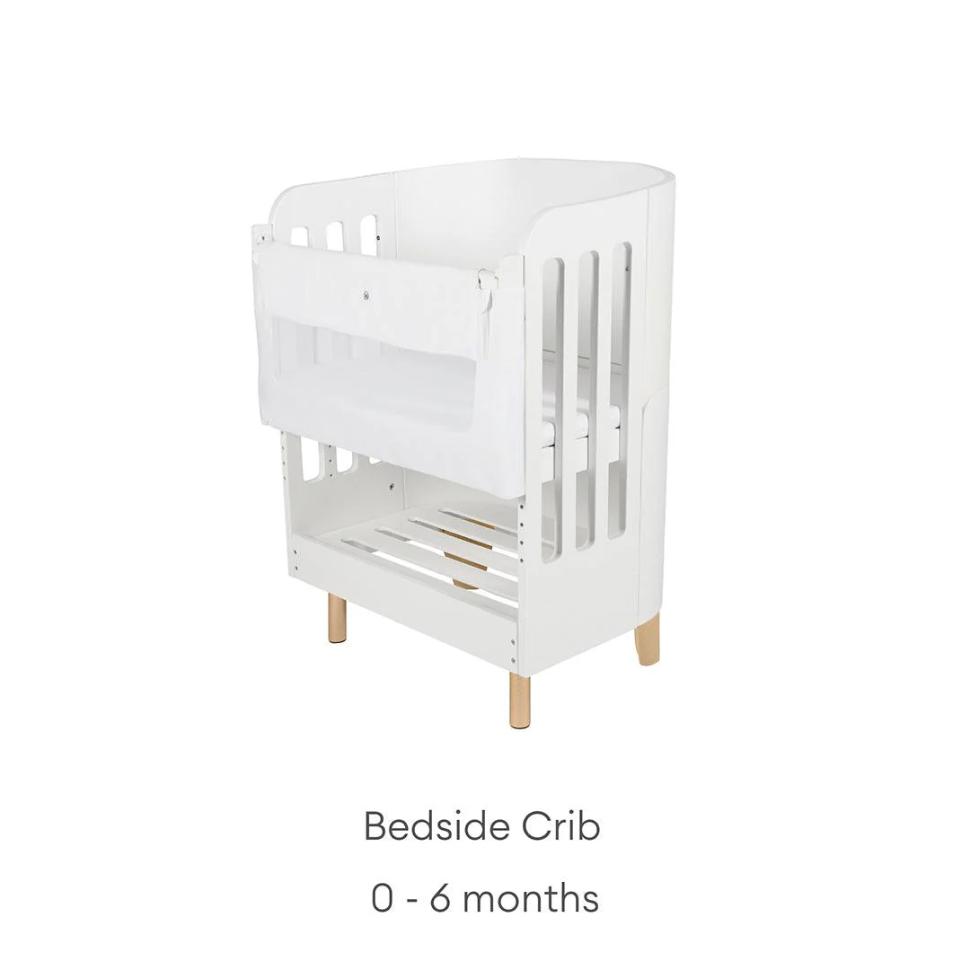 Gaia Baby Serena Mini Cot + Bedside Crib - Includes Bedside mattress - White / Natural - Image 4