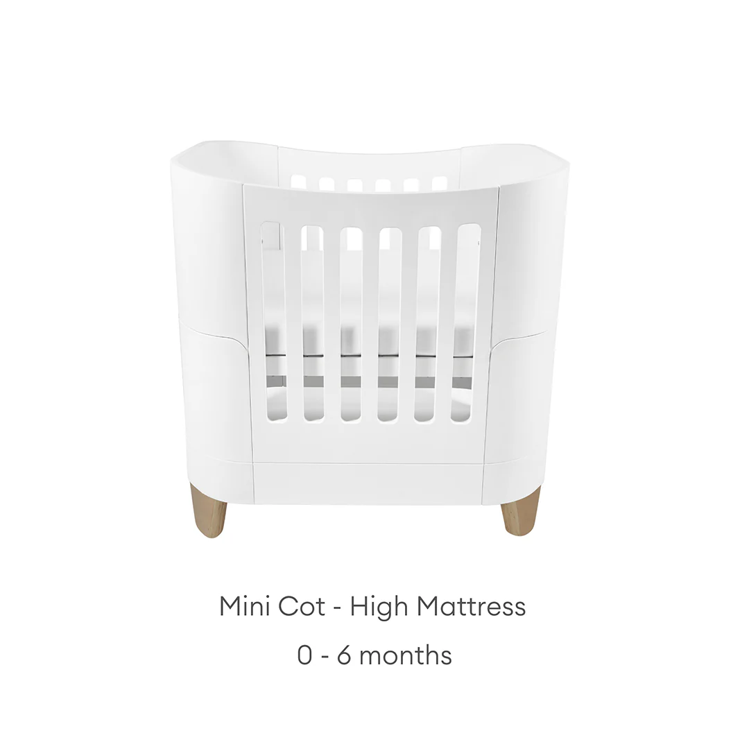 Gaia Baby Serena Mini Cot + Bedside Crib - Includes Bedside mattress - White / Natural - Image 5