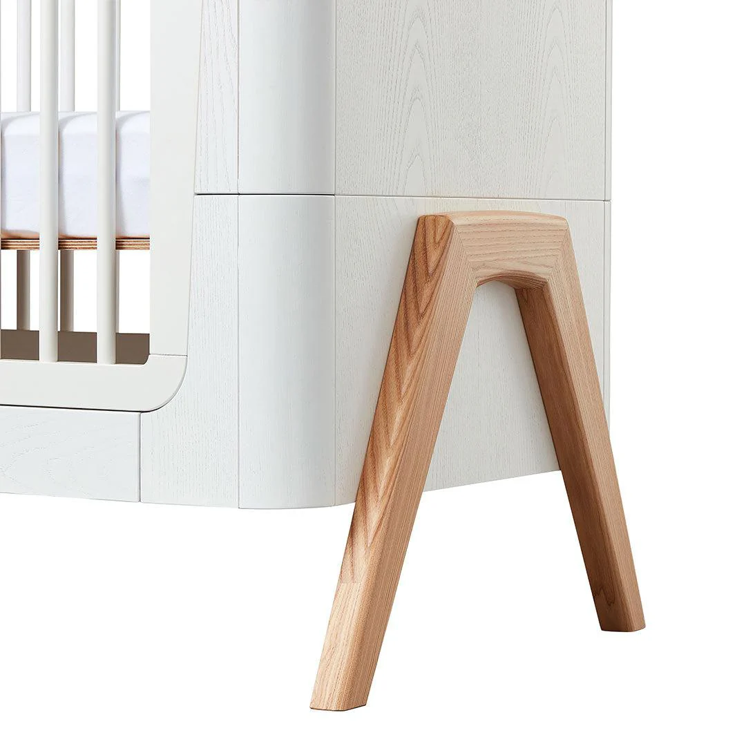 Gaia Hera Complete Sleep Cot Bed - Scandi-White + Natural - Image 11
