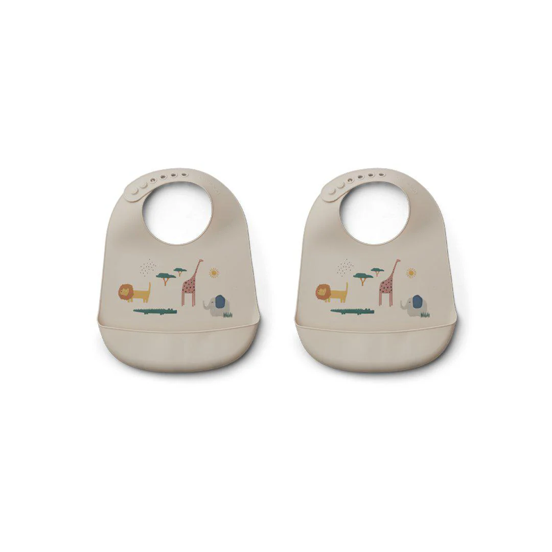 Liewood Tilda Silicone Bibs - Safari Sandy Mix - 2 Pack