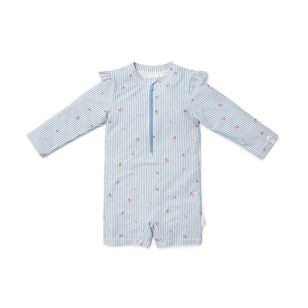 Little Dutch Swimsuit Long Sleeves - Sunny Flowers Blue