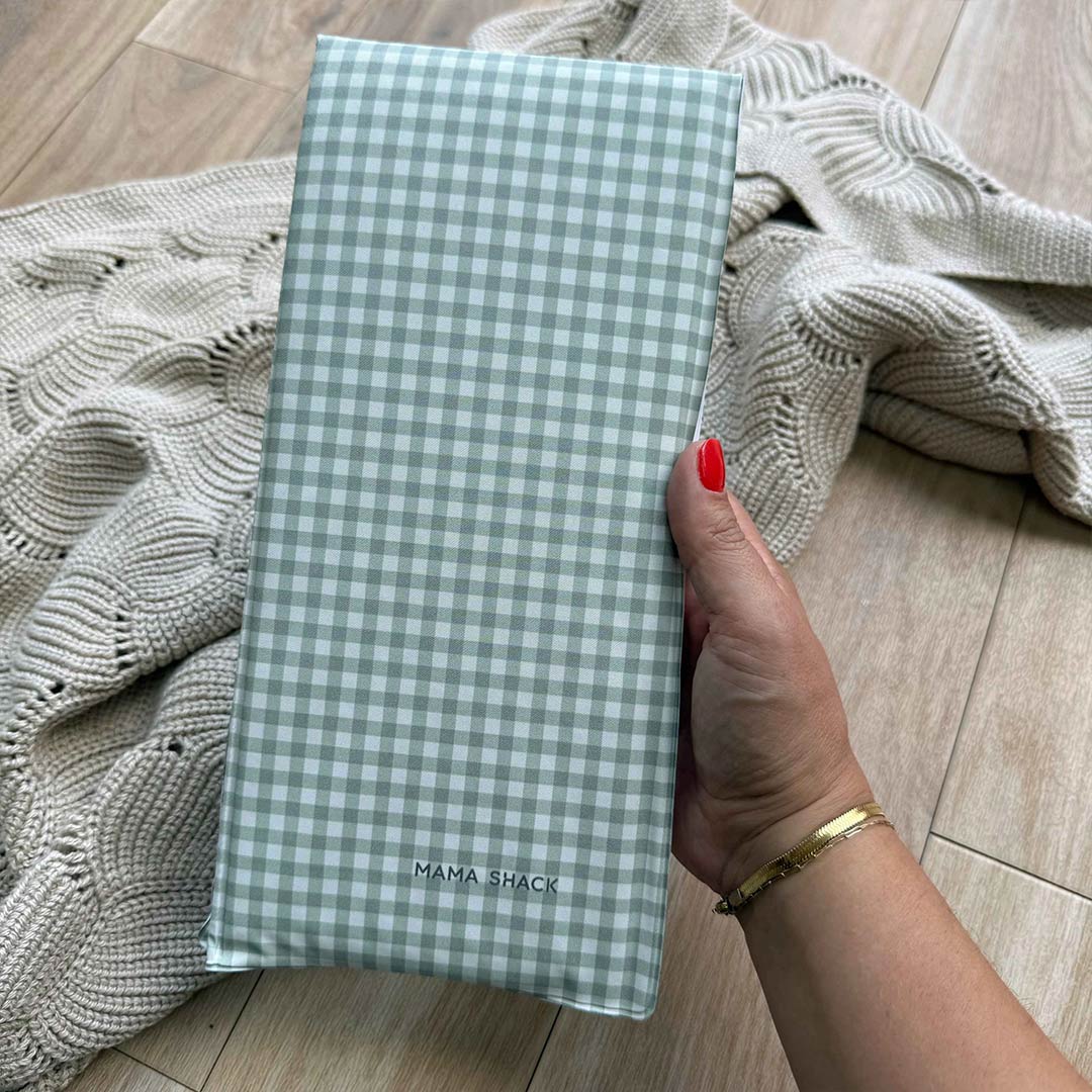 Mama Shack Foldable Travel Changing Mat - Sage Green Gingham - Image 3