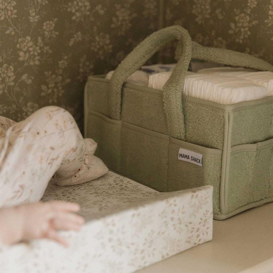 Mama Shack Teddy Fleece Nappy Caddy - Sage - Image 2