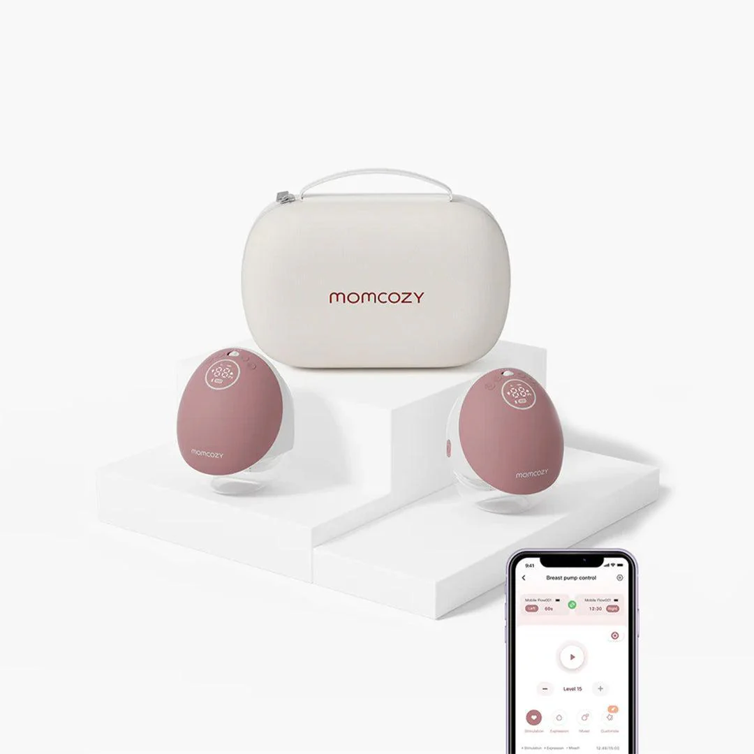Momcozy M9 Double Breast Pump - Pink / White