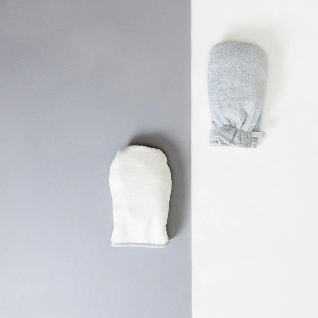 MORI Bath-Time Towel Mitt - White + Grey - Image 2
