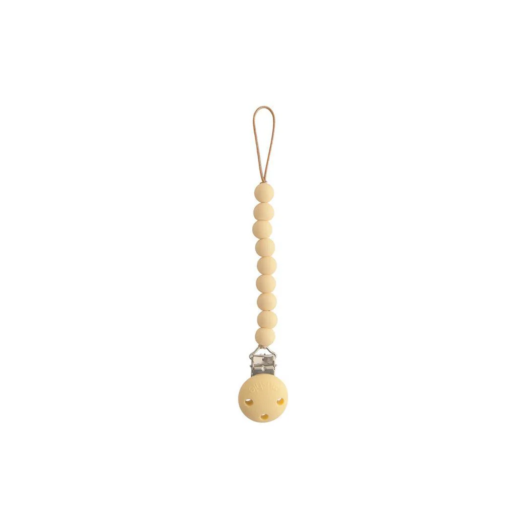 Mushie Silicone Pacifier Clip - Hera Pale Yellow