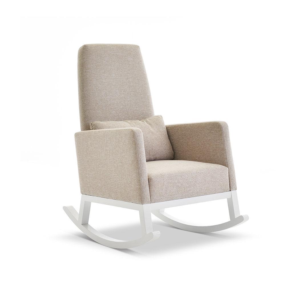 Obaby High Back Rocking Chair - White + Oatmeal