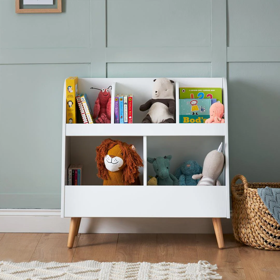 Obaby Maya Bookcase/Toy Storage - White + Natural - Image 2