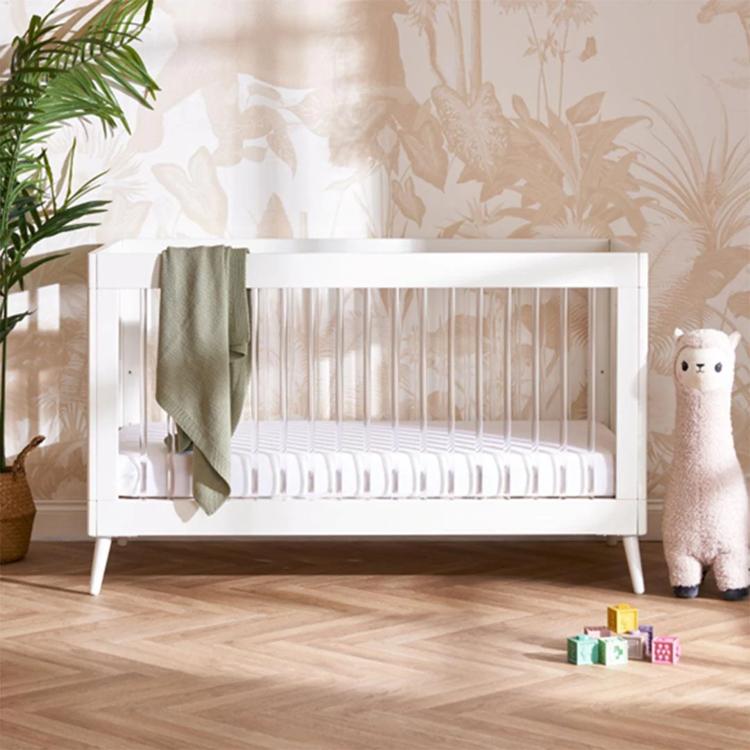 Obaby Maya Cot Bed - Scandi White + Acrylic - Image 3