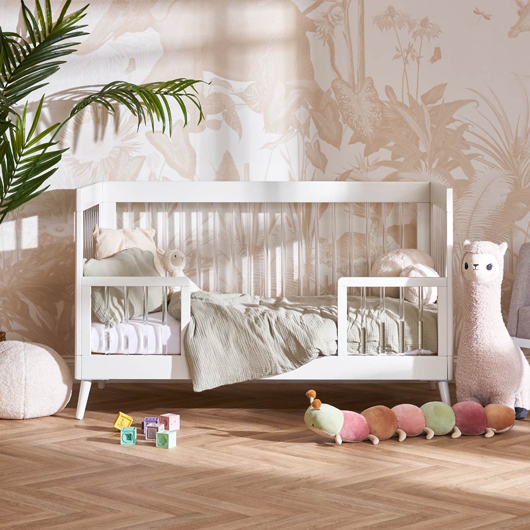Obaby Maya Cot Bed - Scandi White + Acrylic - Image 4