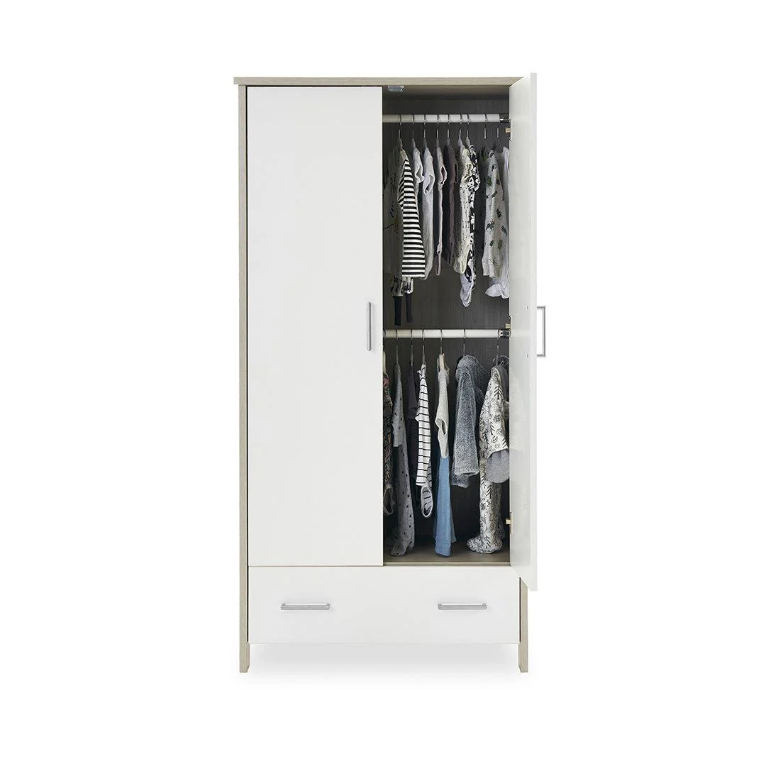 Obaby Nika Double Wardrobe - Grey Wash + White - Image 4
