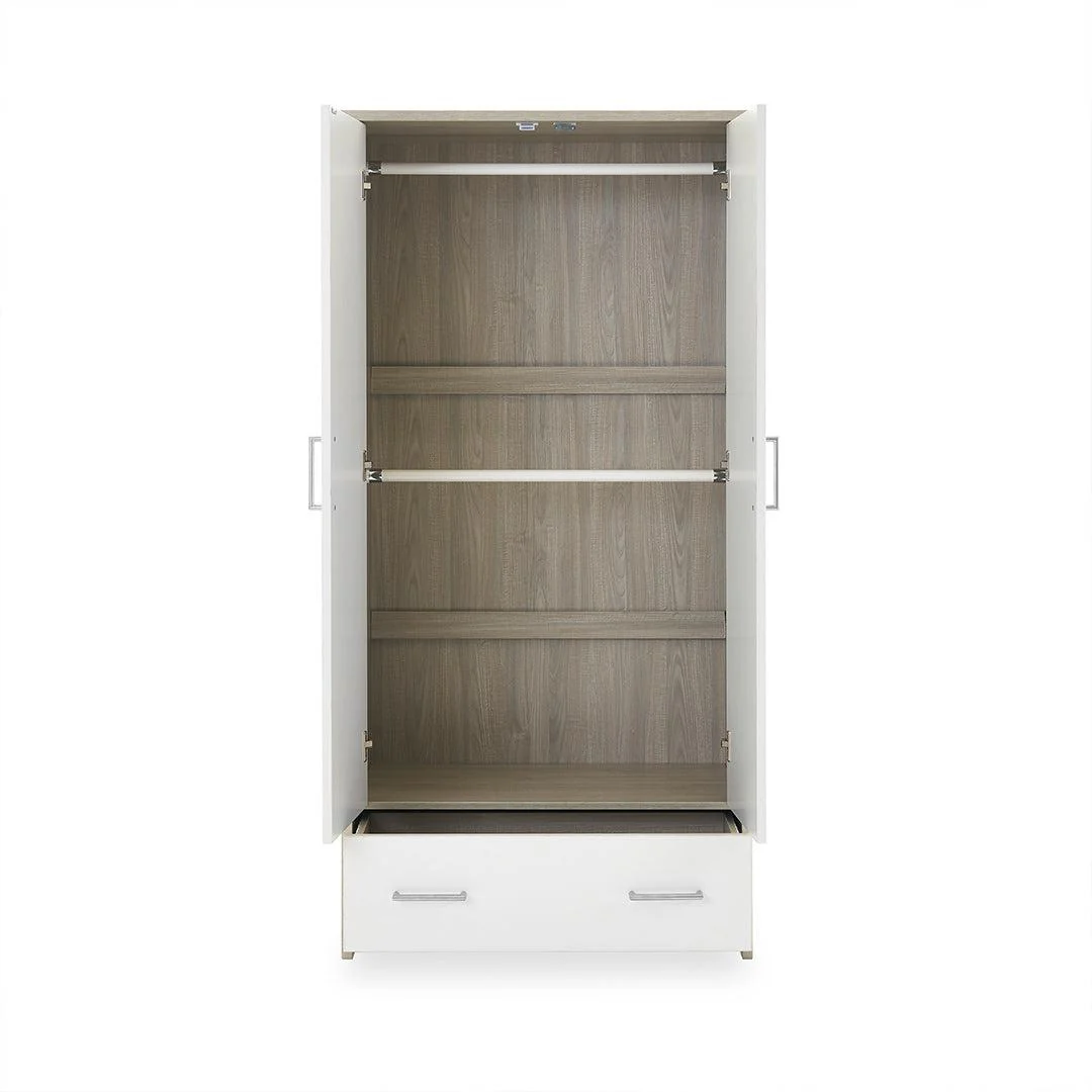 Obaby Nika Double Wardrobe - Grey Wash + White - Image 6