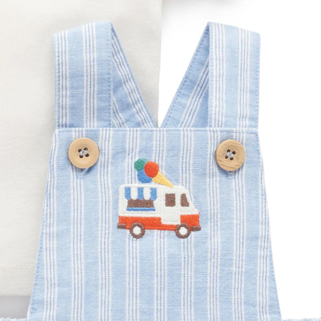 Purebaby Short Leg Overall Set - Laguna Stripe - Image 3