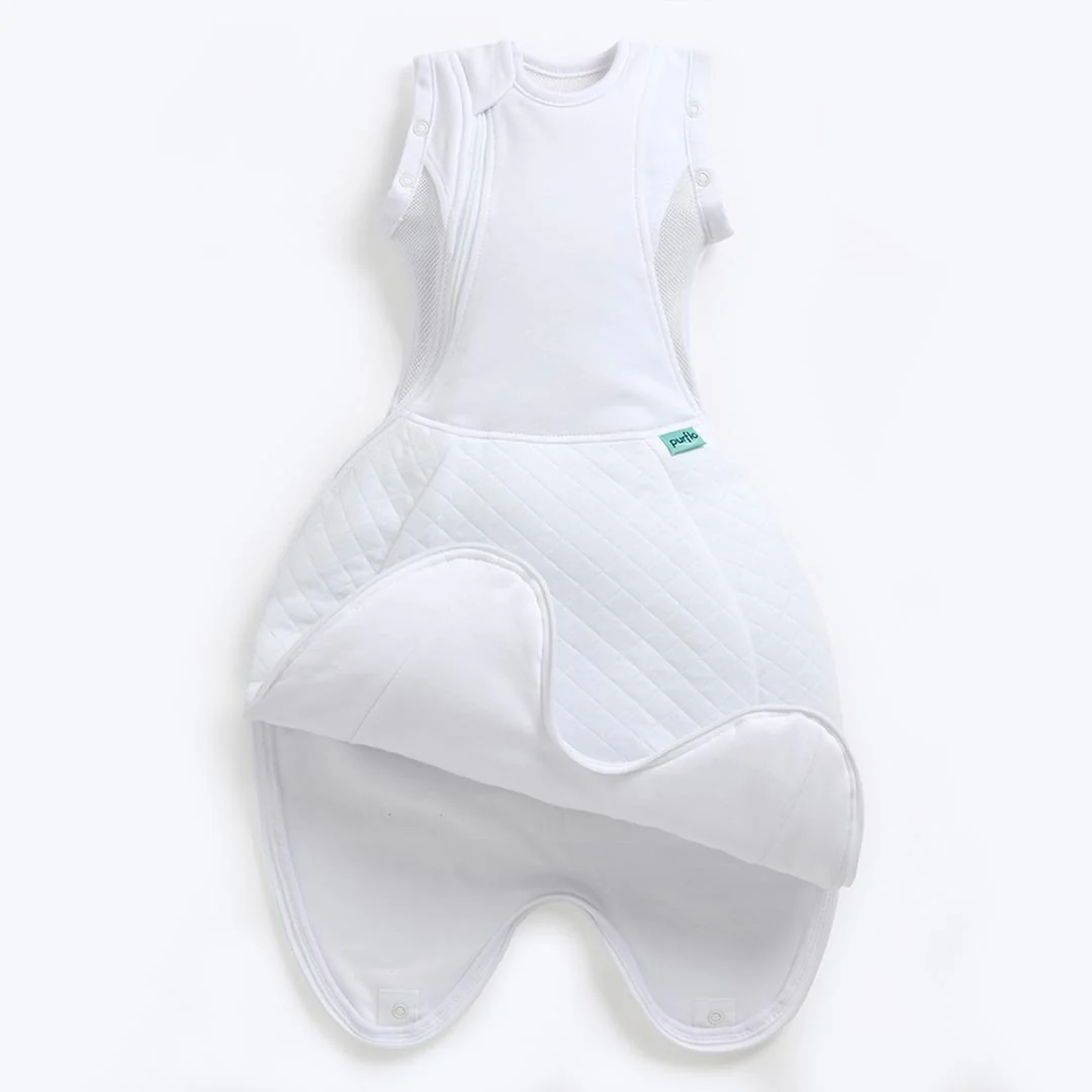 Purflo Swaddle To Sleep Bag - Soft White - TOG 2.5 - Image 4