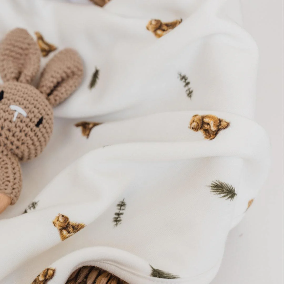 Rosa & Blue Baby Blanket  - Brown Bear - Image 3