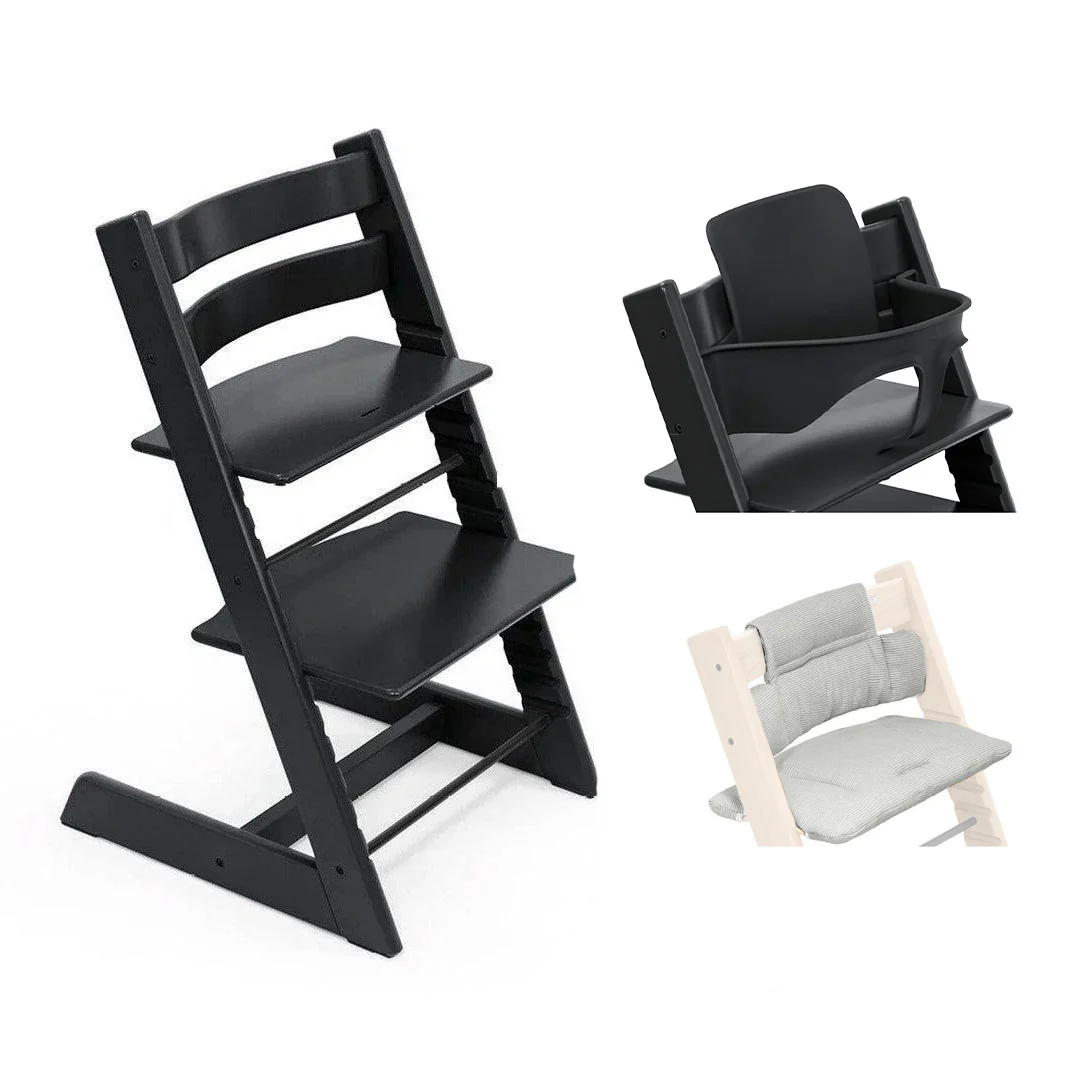 Stokke Tripp Trapp Highchair Bundle + Cushion - Black