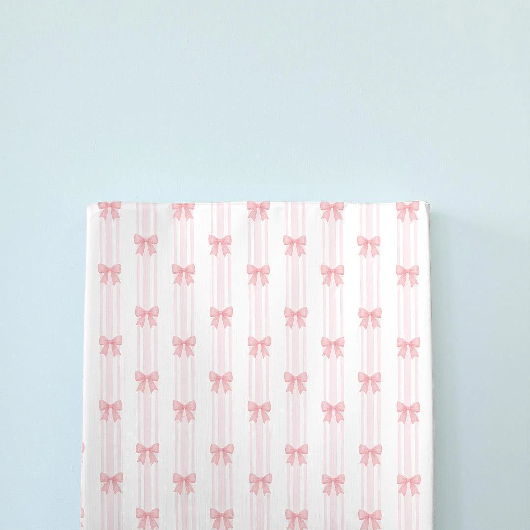 The Little Bumble Co. Anti Roll Changing Mat - Pink Bows - Image 2