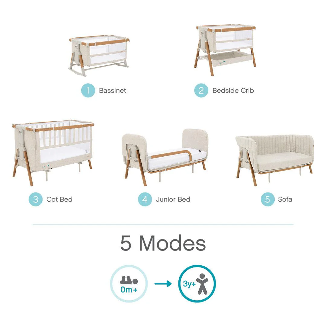 Tutti Bambini CoZee XL Bedside Crib & Cot - Scandinavian Walnut/Ecru - Image 9