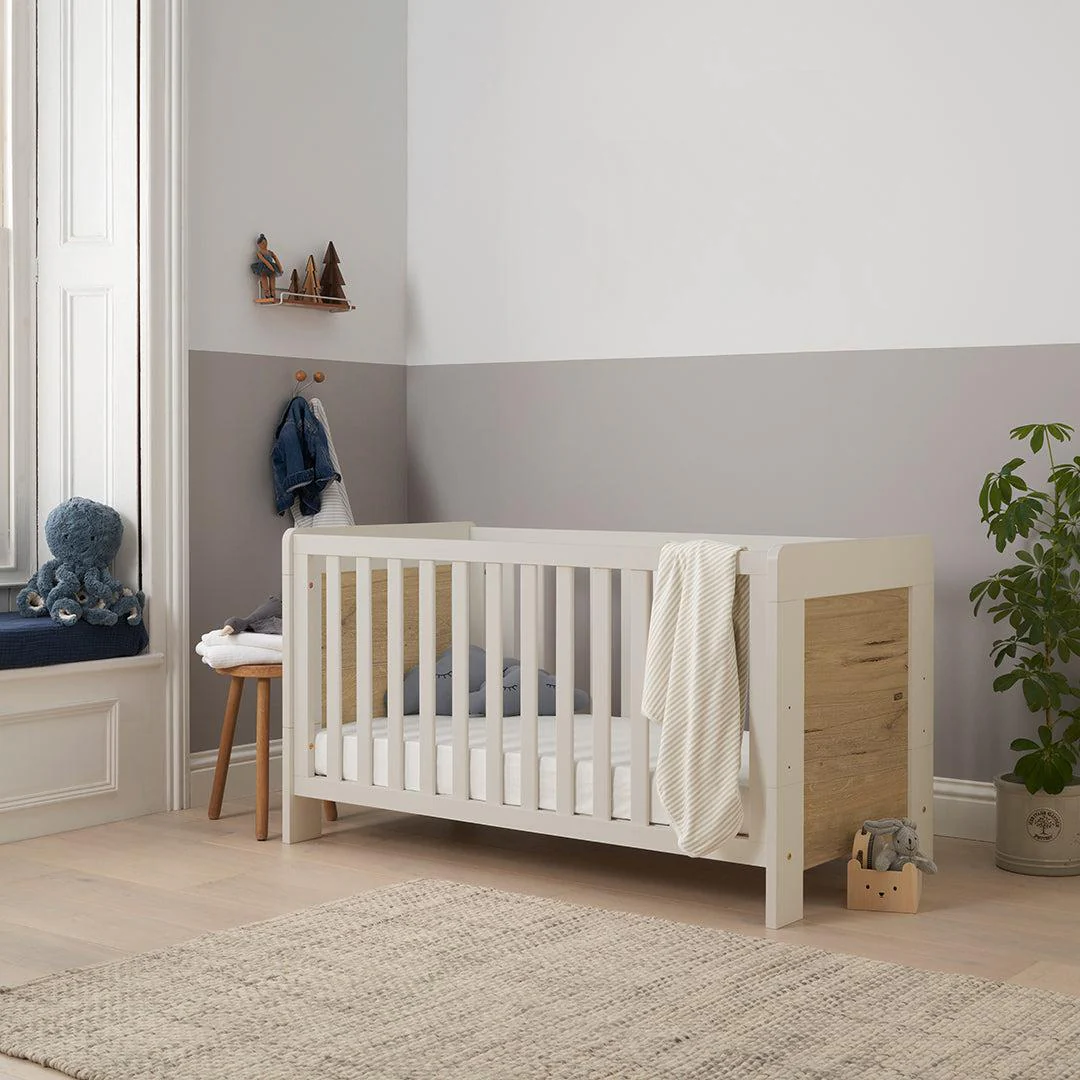 Tutti Bambini Essentials Alba Mini Cot Bed - White Sand / Distressed Oak - Image 2