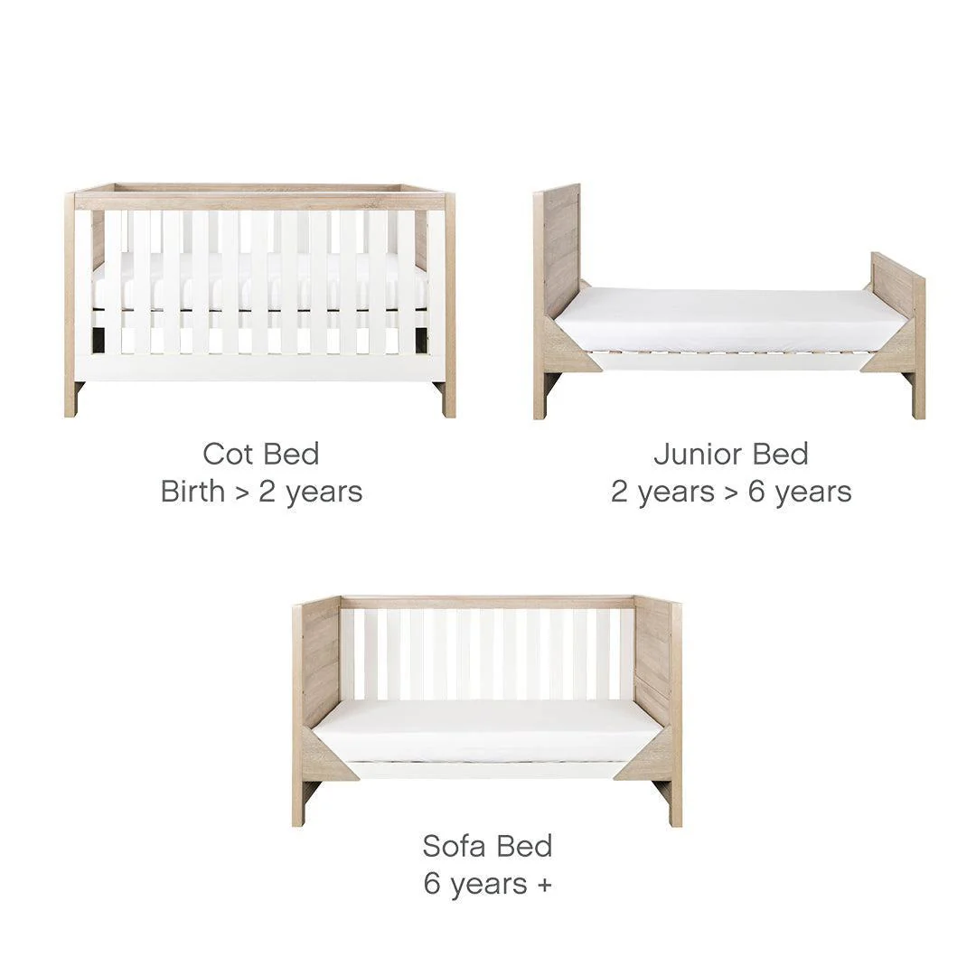 Tutti Bambini Modena 3 in 1 Cot Bed - White/Oak - Image 9