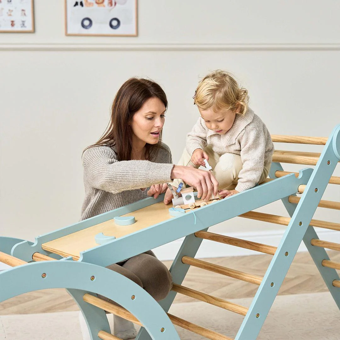 Tutti Bambini Scala Montessori 3 In 1 Pikler Climbing Frame With Climbing Wall - Ocean Stone - Image 11